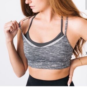 Gray Strappy Women's Sports Bra